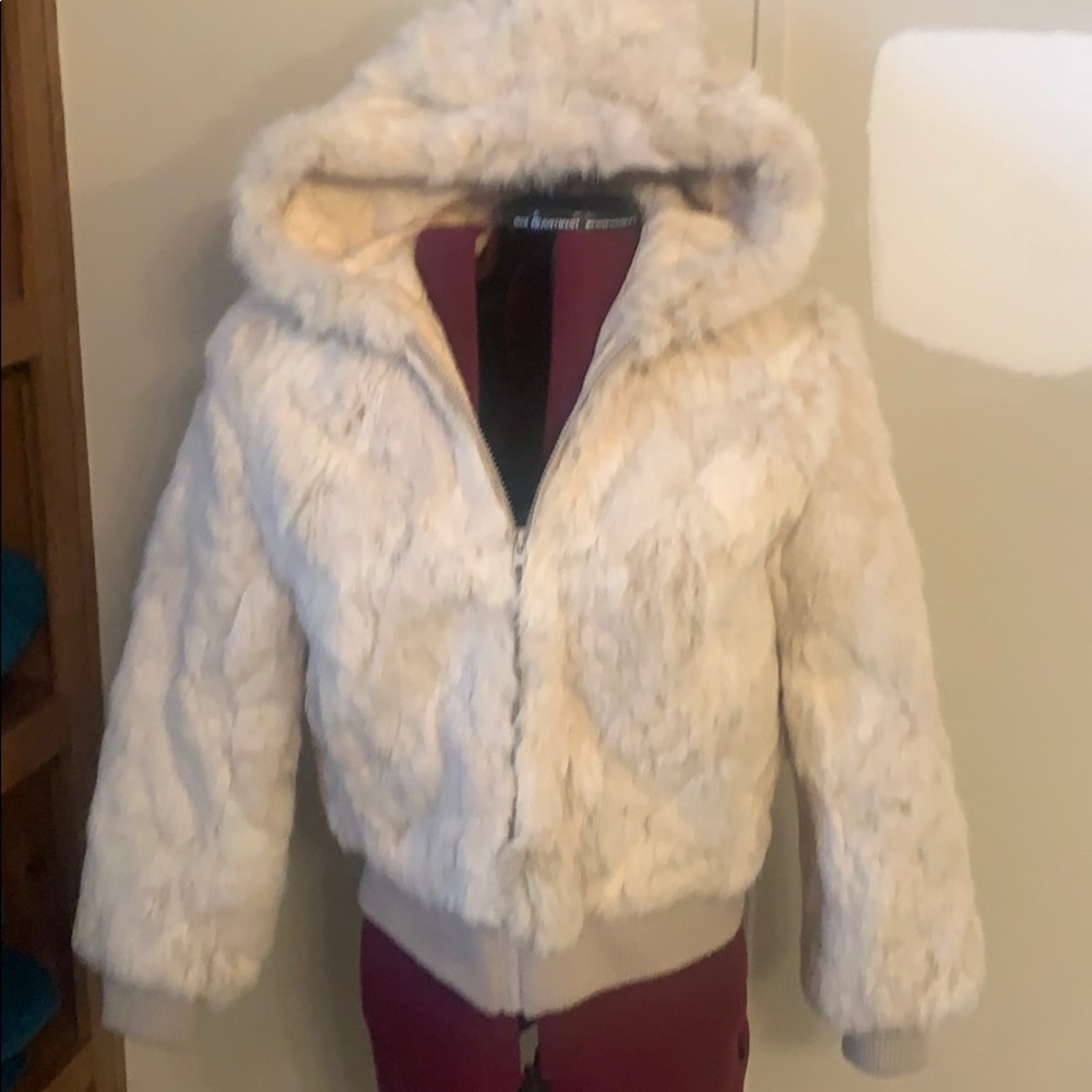 Real 💯 cream rabbit fur jacket